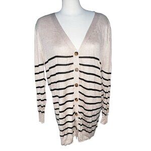BloomChic Button Front VNeck Lightweight Knit Long Sleeve Striped Cardigan Sz 12